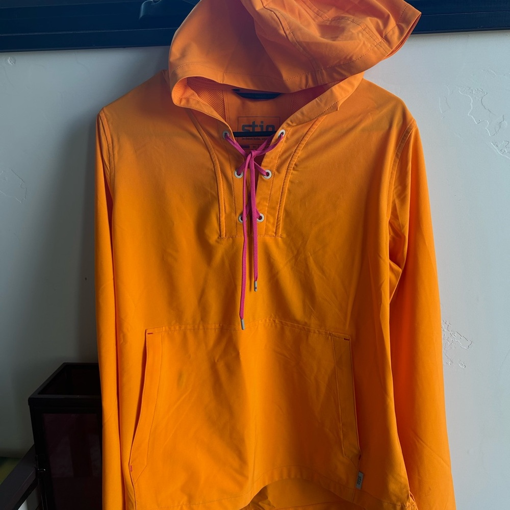 Stio Orange Hooded Jacket with Pink Accents
